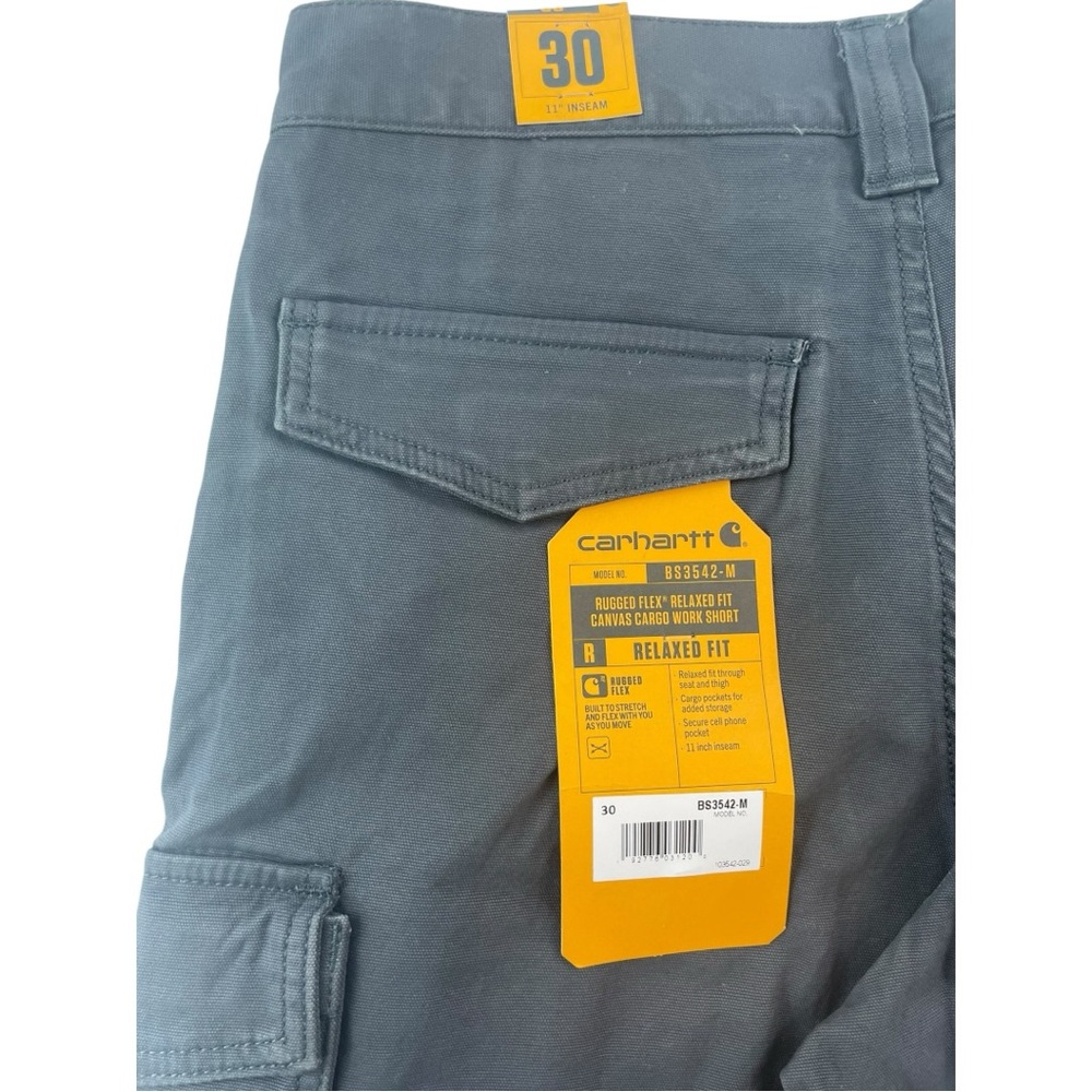 Carhartt Rugged Flex Relaxed Fit Canvas Cargo Work Short BS3542-M Blue Size 30” - Picture 4 of 8